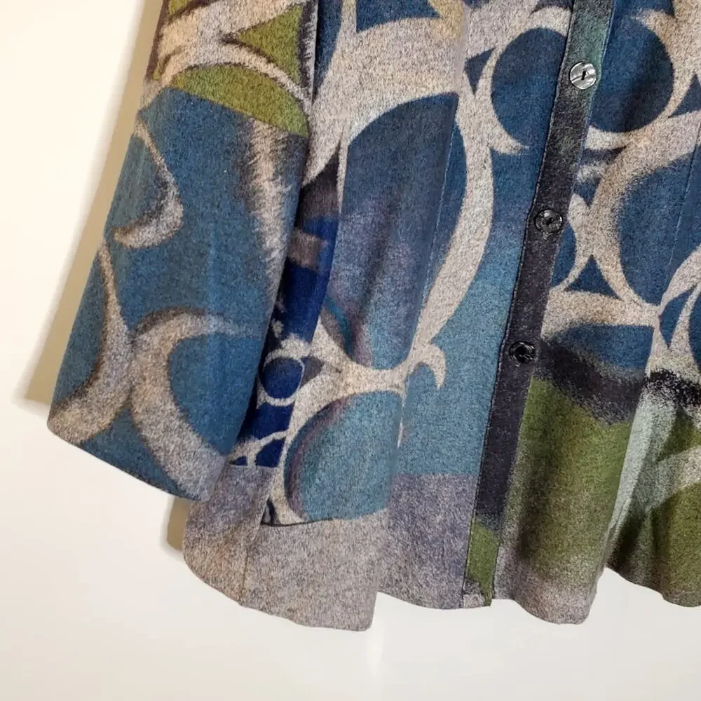 Trisha Tyler blue/green and grey button up lightweight blazer jacket Size Large